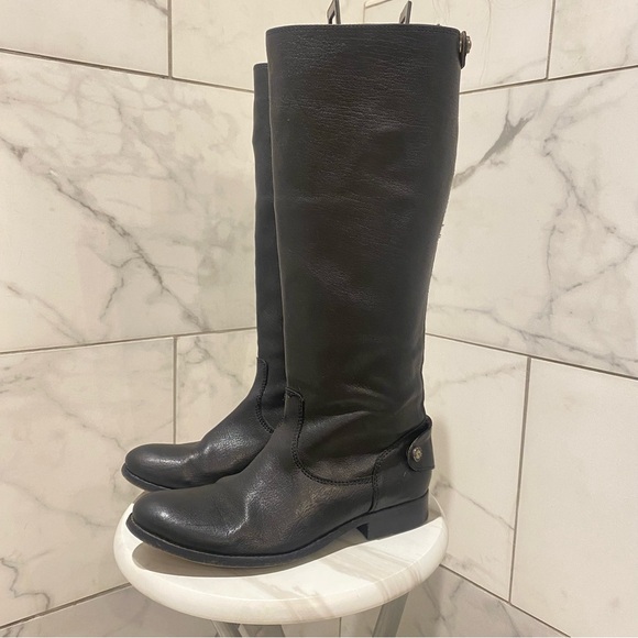 FRYE Melissa Button Back Zip Black Leather Boots Women’s Size 7 - Picture 9 of 17